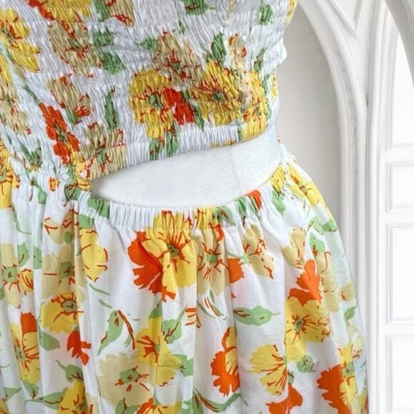 NWT Faithfull the Brand Loucetta Dress Palermo Floral Orange Print Size 2 XS - Picture 4 of 9